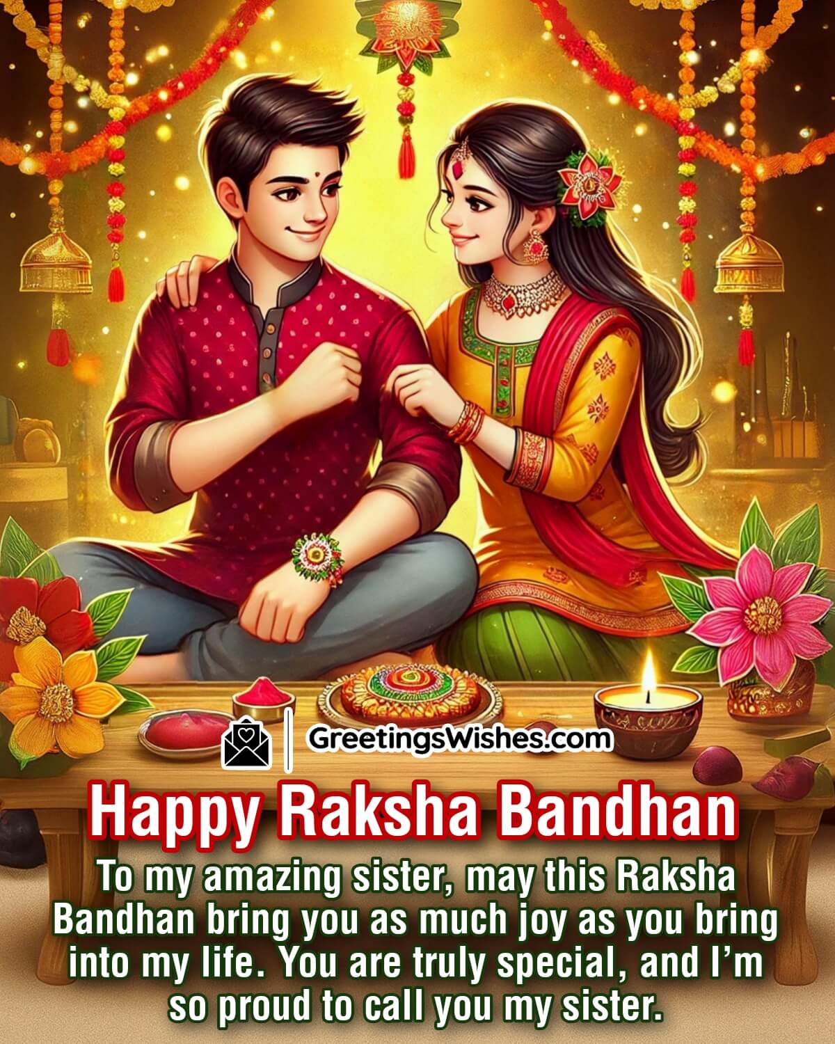 Happy Raksha Bandhan Wish For Amazing Sister