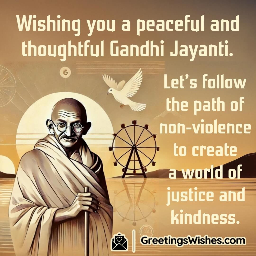 Peaceful Thoughtful Gandhi Jayanti Wish Image